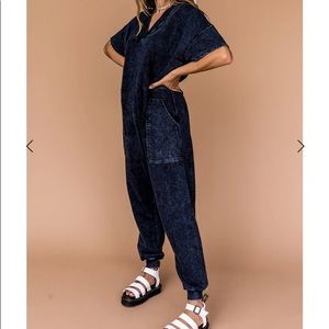 DRESSEDINLALA- KEEP IT COOL ONESIE GREEN ACID WASH